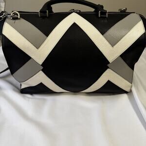 Les Hommes Black White Grey Leather Duffle